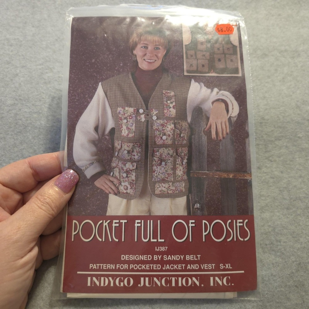 Indygo Junction IJ387‎ Pocket Full of Posies Jacket Vest Pattern S-XL Uncut
